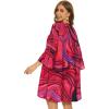 imageWomens Kimono Cardigans Floral Chiffon Loose Open Front Casual Summer TopsTie Dyed Rose Red
