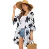 imageWomens Kimono Cardigans Floral Chiffon Loose Open Front Casual Summer TopsWhite Hawaii Tree