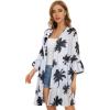 imageWomens Kimono Cardigans Floral Chiffon Loose Open Front Casual Summer TopsWhite Hawaii Tree