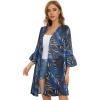 imageWomens Kimono Cardigans Floral Chiffon Loose Open Front Casual Summer TopsYellow Blue Leaf