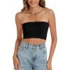 imageWomens Tube Tops Summer Bandeau Casual Crop Top Going Out Strapless Tank Basic Short Shirt2 Pieces Black black