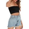 imageWomens Tube Tops Summer Bandeau Casual Crop Top Going Out Strapless Tank Basic Short Shirt2 Pieces Black black