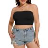 imageWomens Tube Tops Summer Bandeau Casual Crop Top Going Out Strapless Tank Basic Short Shirt2 Pieces Black black