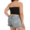 imageWomens Tube Tops Summer Bandeau Casual Crop Top Going Out Strapless Tank Basic Short Shirt2 Pieces Black black
