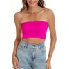 imageWomens Tube Tops Summer Bandeau Casual Crop Top Going Out Strapless Tank Basic Short Shirt2 Pieces Black neon Pink