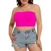 imageWomens Tube Tops Summer Bandeau Casual Crop Top Going Out Strapless Tank Basic Short Shirt2 Pieces Black neon Pink