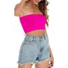 imageWomens Tube Tops Summer Bandeau Casual Crop Top Going Out Strapless Tank Basic Short Shirt2 Pieces Black neon Pink