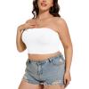 imageWomens Tube Tops Summer Bandeau Casual Crop Top Going Out Strapless Tank Basic Short Shirt2 Pieces Black white