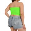 imageWomens Tube Tops Summer Bandeau Casual Crop Top Going Out Strapless Tank Basic Short Shirt2 Pieces White neon Green