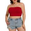 imageWomens Tube Tops Summer Bandeau Casual Crop Top Going Out Strapless Tank Basic Short Shirt2 Pieces White red