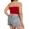 imageWomens Tube Tops Summer Bandeau Casual Crop Top Going Out Strapless Tank Basic Short Shirt2 Pieces White red