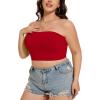 imageWomens Tube Tops Summer Bandeau Casual Crop Top Going Out Strapless Tank Basic Short Shirt2 Pieces White red