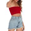 imageWomens Tube Tops Summer Bandeau Casual Crop Top Going Out Strapless Tank Basic Short Shirt2 Pieces White red