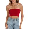 imageWomens Tube Tops Summer Bandeau Casual Crop Top Going Out Strapless Tank Basic Short Shirt2 Pieces White red