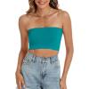 imageWomens Tube Tops Summer Bandeau Casual Crop Top Going Out Strapless Tank Basic Short Shirt3 Pieces Azure Blue neon Green red