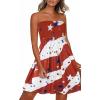 imageCHICGAL Summer Dresses for Women Beach Cover Ups Strapless Boho Floral Print SundressFloating Flag