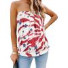 imageCHICGAL Womens Tube Tops Summer Casual Bandeau Tank Casual Strapless Blouse Off The Shoulder Tunic ShirtsRed Tiedye