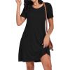 imageCHICGAL Summer Dresses for Women V Neck Short Sleeve Casual Loose T Shirt Sundress Beach Cover Ups with PocketsBlack