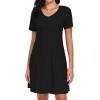 imageCHICGAL Summer Dresses for Women V Neck Short Sleeve Casual Loose T Shirt Sundress Beach Cover Ups with PocketsBlack