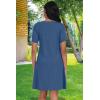imageCHICGAL Summer Dresses for Women V Neck Short Sleeve Casual Loose T Shirt Sundress Beach Cover Ups with PocketsBlue
