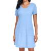 imageCHICGAL Summer Dresses for Women V Neck Short Sleeve Casual Loose T Shirt Sundress Beach Cover Ups with PocketsLight Blue