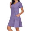 imageCHICGAL Summer Dresses for Women V Neck Short Sleeve Casual Loose T Shirt Sundress Beach Cover Ups with PocketsLight Purple