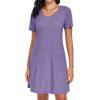 imageCHICGAL Summer Dresses for Women V Neck Short Sleeve Casual Loose T Shirt Sundress Beach Cover Ups with PocketsLight Purple