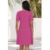 imageCHICGAL Summer Dresses for Women V Neck Short Sleeve Casual Loose T Shirt Sundress Beach Cover Ups with PocketsRose Red