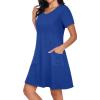 imageCHICGAL Summer Dresses for Women V Neck Short Sleeve Casual Loose T Shirt Sundress Beach Cover Ups with PocketsRoyal Blue