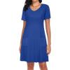 imageCHICGAL Summer Dresses for Women V Neck Short Sleeve Casual Loose T Shirt Sundress Beach Cover Ups with PocketsRoyal Blue