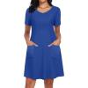 imageCHICGAL Summer Dresses for Women V Neck Short Sleeve Casual Loose T Shirt Sundress Beach Cover Ups with PocketsRoyal Blue