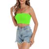 imageTube Tops for Women Summer Crop Top Basic Casual Bandeau Going Out Strapless Short ShirtNeon Green