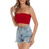 imageTube Tops for Women Summer Crop Top Basic Casual Bandeau Going Out Strapless Short ShirtRed