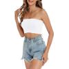 imageTube Tops for Women Summer Crop Top Basic Casual Bandeau Going Out Strapless Short ShirtWhite
