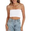 imageTube Tops for Women Summer Crop Top Basic Casual Bandeau Going Out Strapless Short ShirtWhite
