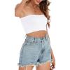 imageTube Tops for Women Summer Crop Top Basic Casual Bandeau Going Out Strapless Short ShirtWhite