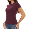 imageWomens Basic Tees Summer Short Sleeve Shirts Slim Fit Tight T Shirt Going Out Tops01burgundy