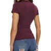 imageWomens Basic Tees Summer Short Sleeve Shirts Slim Fit Tight T Shirt Going Out Tops01burgundy