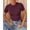 imageWomens Basic Tees Summer Short Sleeve Shirts Slim Fit Tight T Shirt Going Out Tops01burgundy