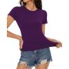 imageWomens Basic Tees Summer Short Sleeve Shirts Slim Fit Tight T Shirt Going Out Tops01dark Purple