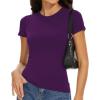imageWomens Basic Tees Summer Short Sleeve Shirts Slim Fit Tight T Shirt Going Out Tops01dark Purple