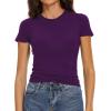 imageWomens Basic Tees Summer Short Sleeve Shirts Slim Fit Tight T Shirt Going Out Tops01dark Purple