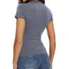 imageWomens Basic Tees Summer Short Sleeve Shirts Slim Fit Tight T Shirt Going Out Tops01haze Blue