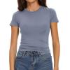 imageWomens Basic Tees Summer Short Sleeve Shirts Slim Fit Tight T Shirt Going Out Tops01haze Blue