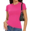 imageWomens Basic Tees Summer Short Sleeve Shirts Slim Fit Tight T Shirt Going Out Tops01hot Pink