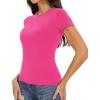 imageWomens Basic Tees Summer Short Sleeve Shirts Slim Fit Tight T Shirt Going Out Tops01hot Pink