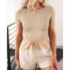 imageWomens Basic Tees Summer Short Sleeve Shirts Slim Fit Tight T Shirt Going Out Tops01khaki