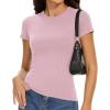 imageWomens Basic Tees Summer Short Sleeve Shirts Slim Fit Tight T Shirt Going Out Tops01light Pink