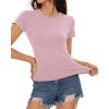 imageWomens Basic Tees Summer Short Sleeve Shirts Slim Fit Tight T Shirt Going Out Tops01light Pink