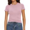 imageWomens Basic Tees Summer Short Sleeve Shirts Slim Fit Tight T Shirt Going Out Tops01light Pink